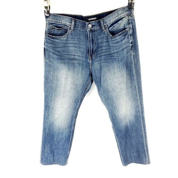 Express Classic Straight Blue Jeans Soft Cotton 38/28 Mid Rise Stone Wash - Picture 6 of 7